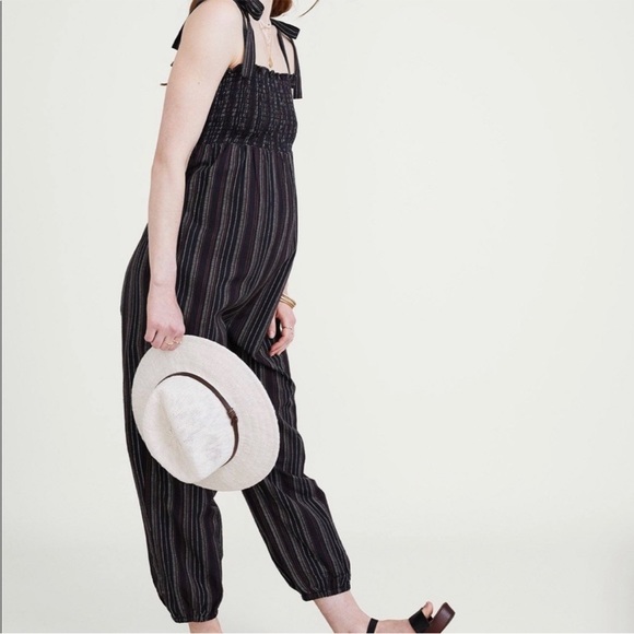 NWT HATCH Jojo Smocked Jumpsuit Striped Bow - Picture 5 of 13